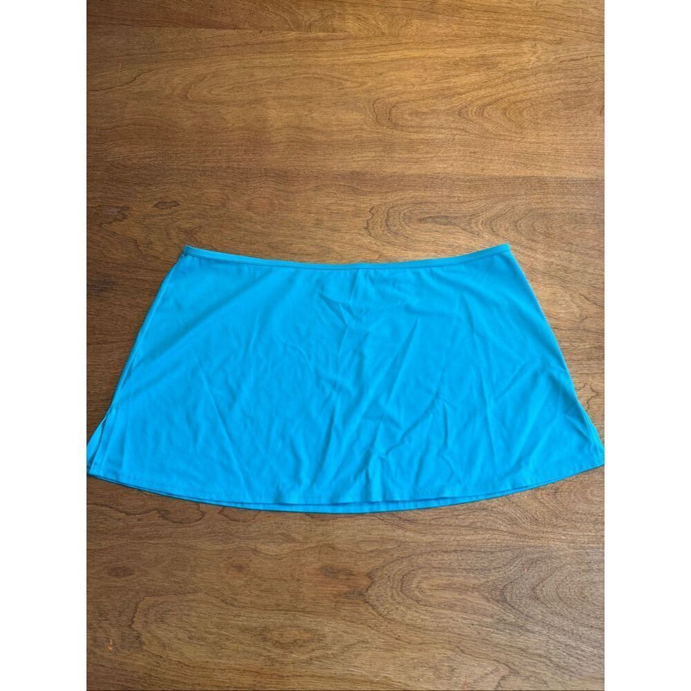 Bali Studio Women's Elastic Waistband Stretch Swim Skirt Cover Teal Large/XL